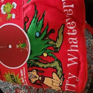 BNWT The GRINCH 48" Christmas tree skirt-Merry Whatever on the skirt.